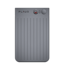 Black AI note recorder device with 'PLAUD' branding on a white background