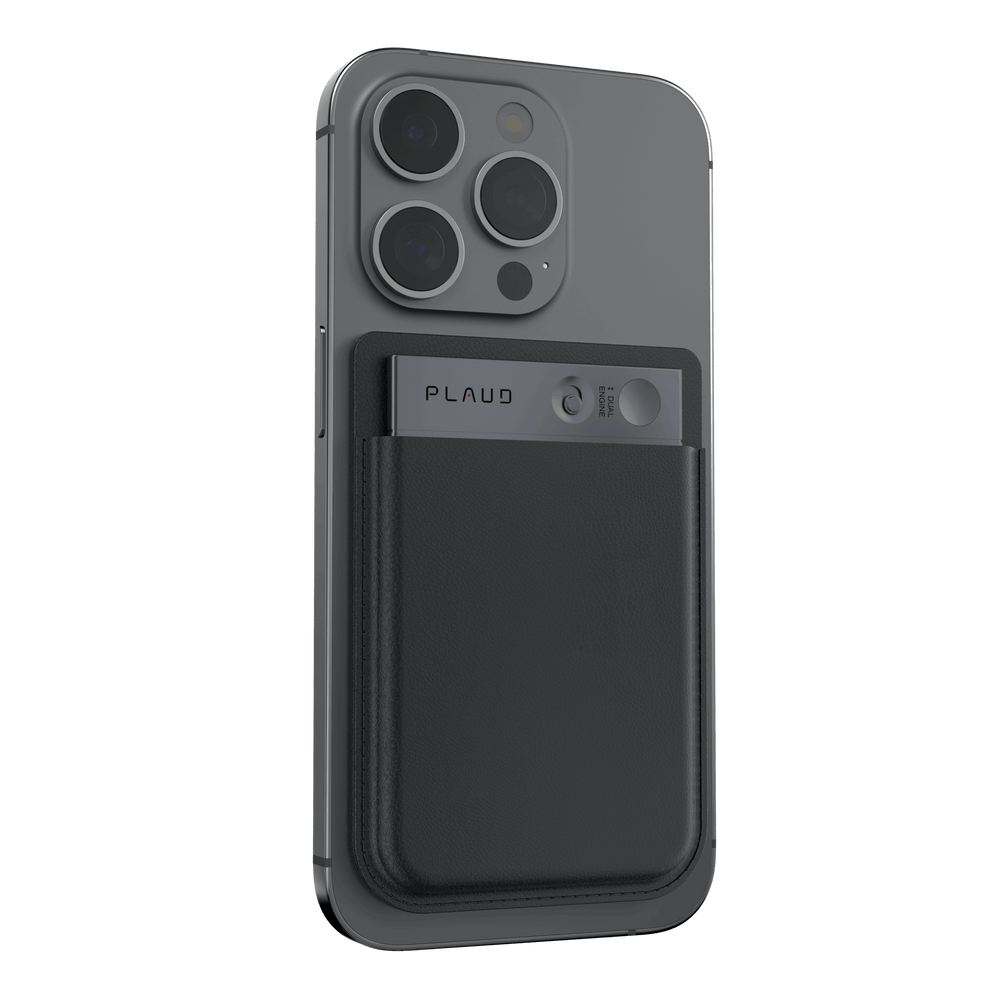 Phone case with 'PLAUD' branding on a white background