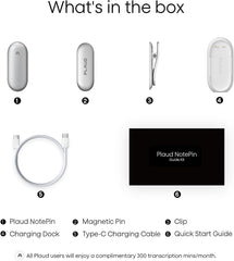 List of items included in a Plaud NotePin Guide Kit on a white background