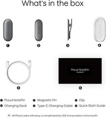 List of items included in a Plaud NotePin Guide Kit on a white background
