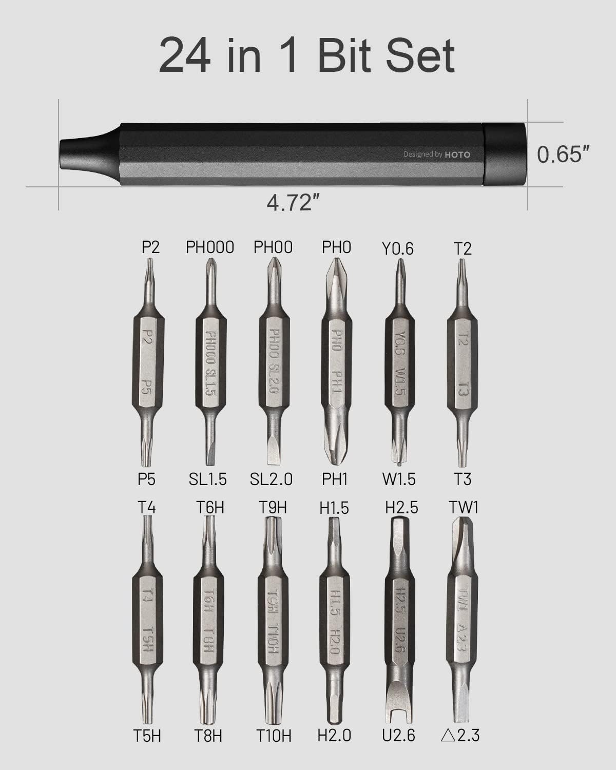 Hoto 24-in-1 Precision Screwdriver (Manual) - Gray - Dust Devil