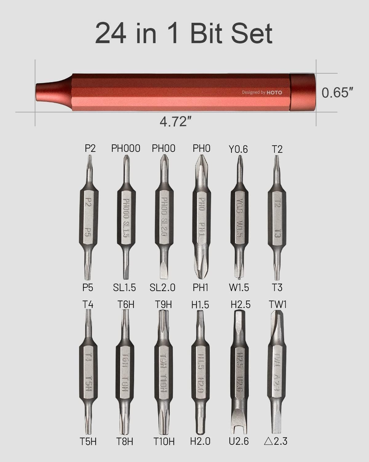 Hoto 24-in-1 Precision Screwdriver (Manual) - Red - Dust Devil