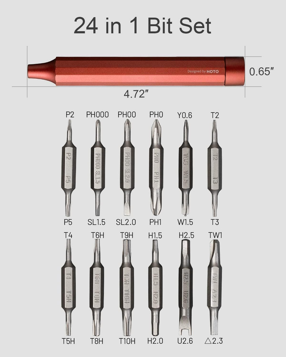 Hoto 24-in-1 Precision Screwdriver (Manual) - Red - Dust Devil
