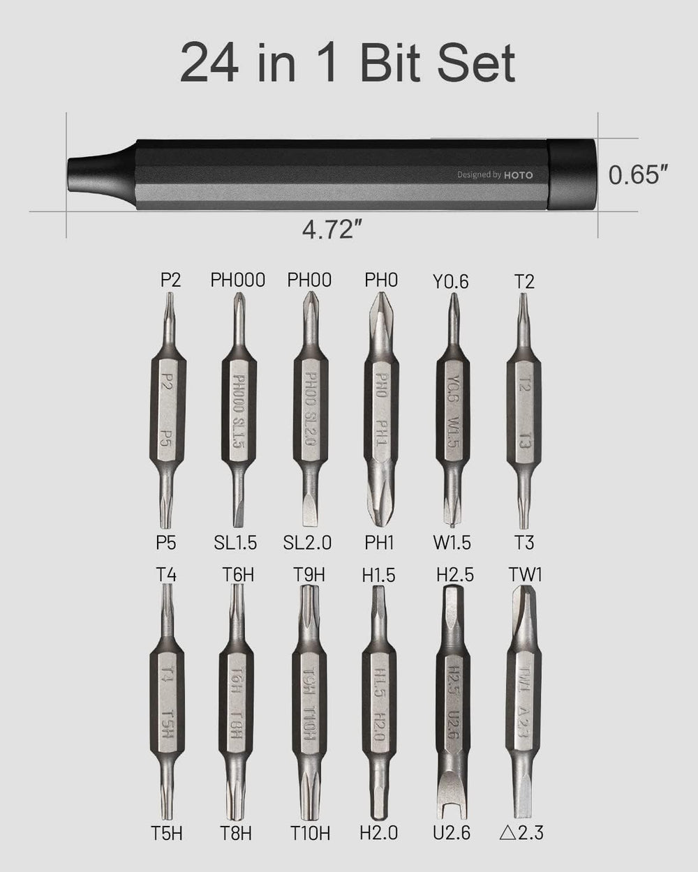 Hoto 24-in-1 Precision Screwdriver (Manual) - Gray - Dust Devil