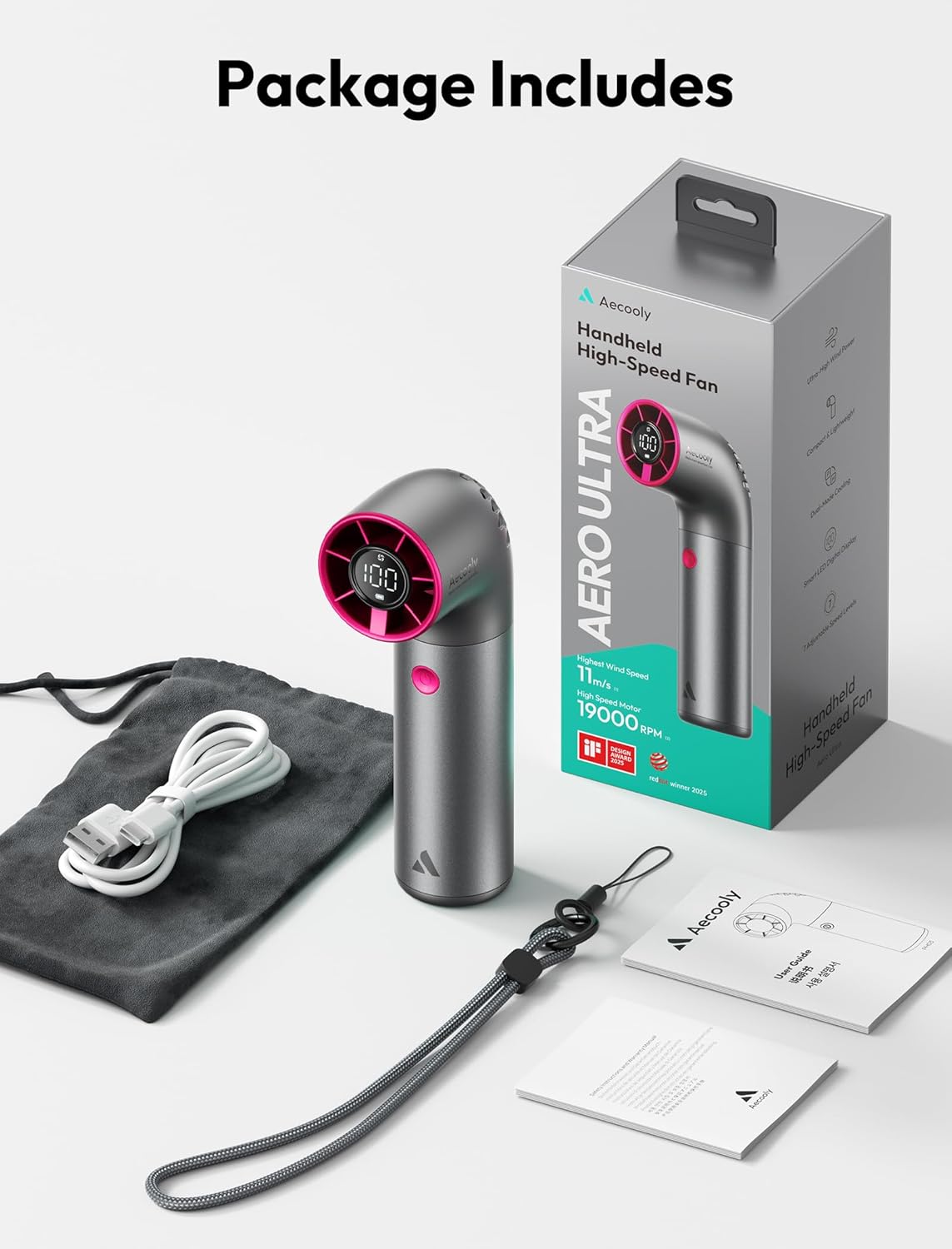 Aero Ultra Handheld High-Speed Fan - what is in the box