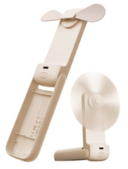 Beige handheld fan on a white background