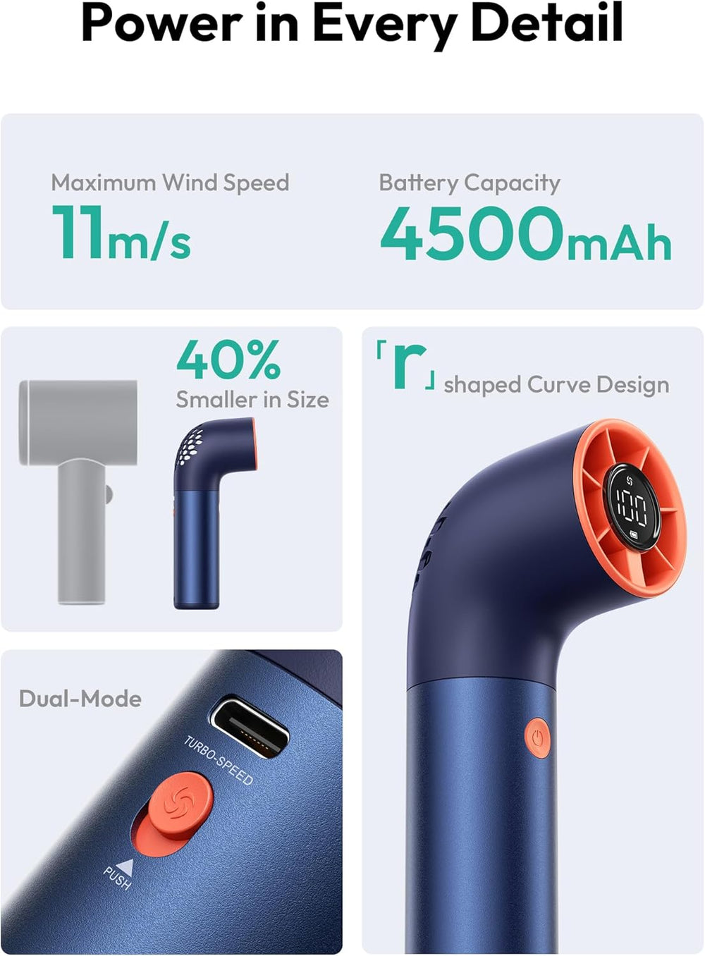 Aero ultra fan advertisement with specifications and design features on a white background