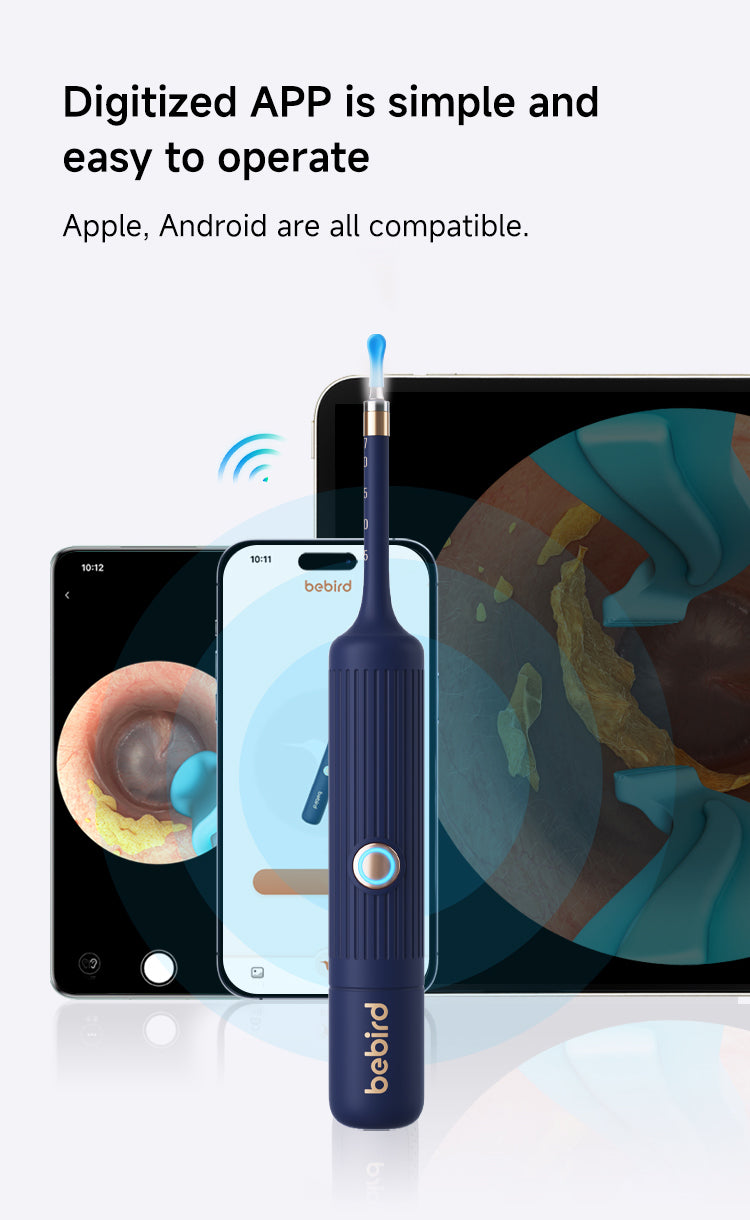 Bebird ear cleaner app is compatible with apple and android.