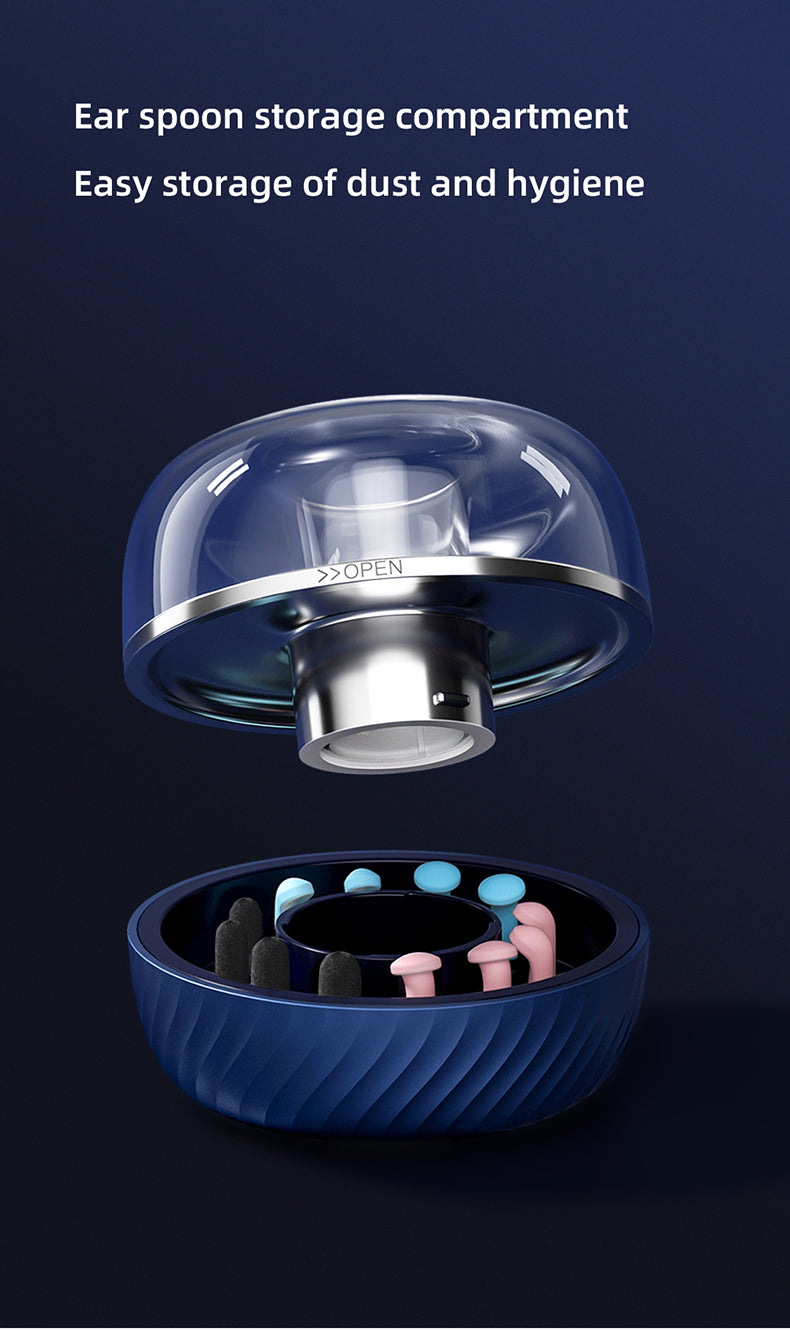 Bebird note5 pro Blue ear spoon storage case with transparent lid on a dark background