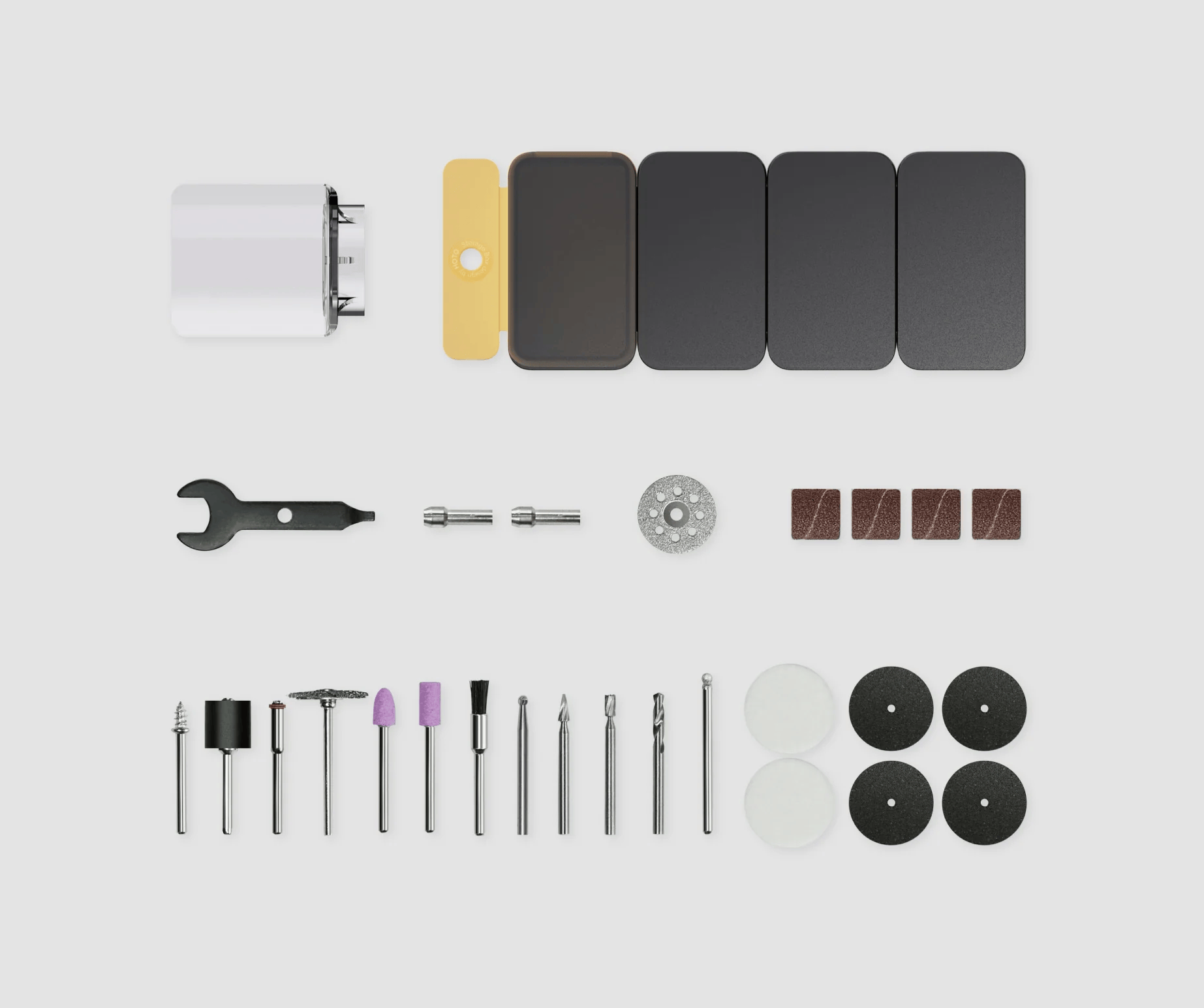 Collection of tools and accessories on a white background