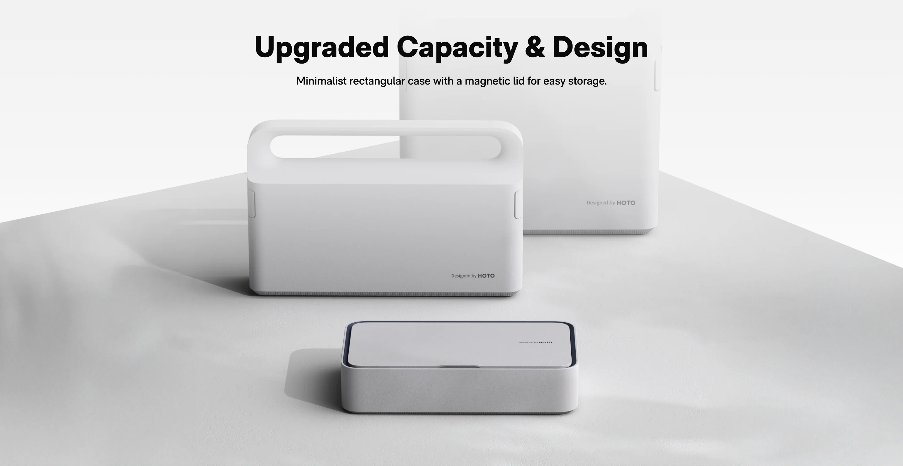 Two white rectangular cases with a magnetic lid on a light gray background