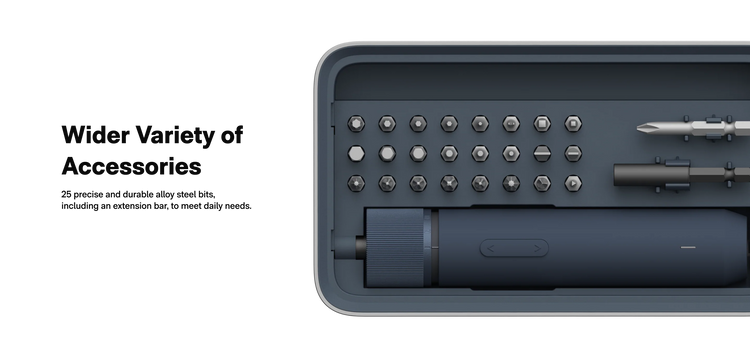 Tool kit with various bits and tools on a white background