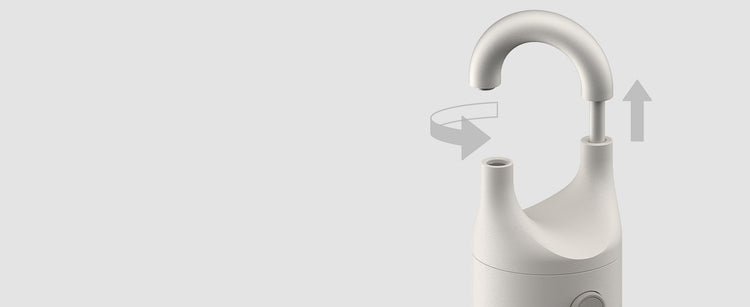 White electronic device with a curved top on a light gray background