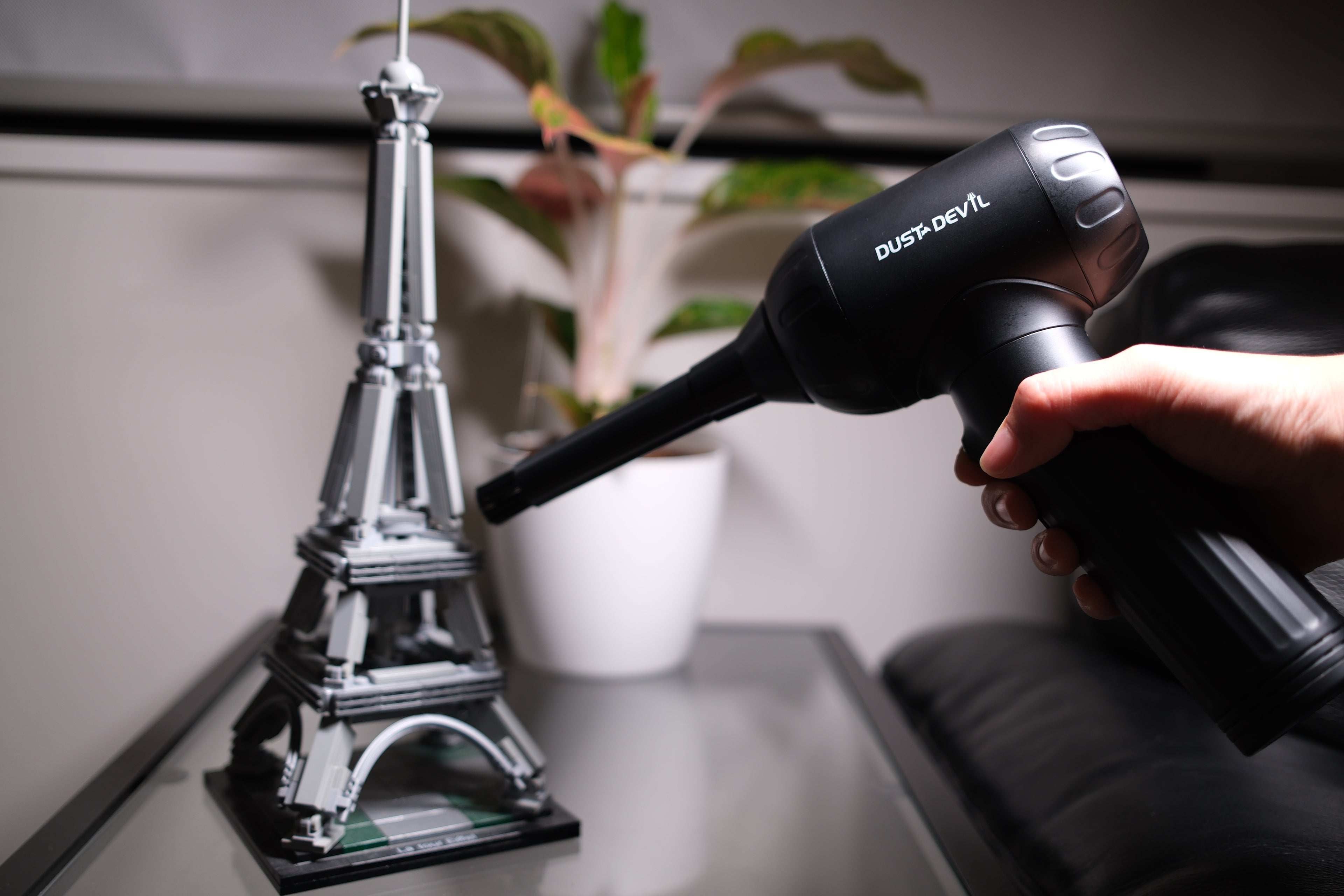 blow dust from Lego set