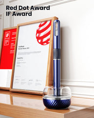 bebird ear cleaner with Red Dot Award and IF Award certificates in the background.
