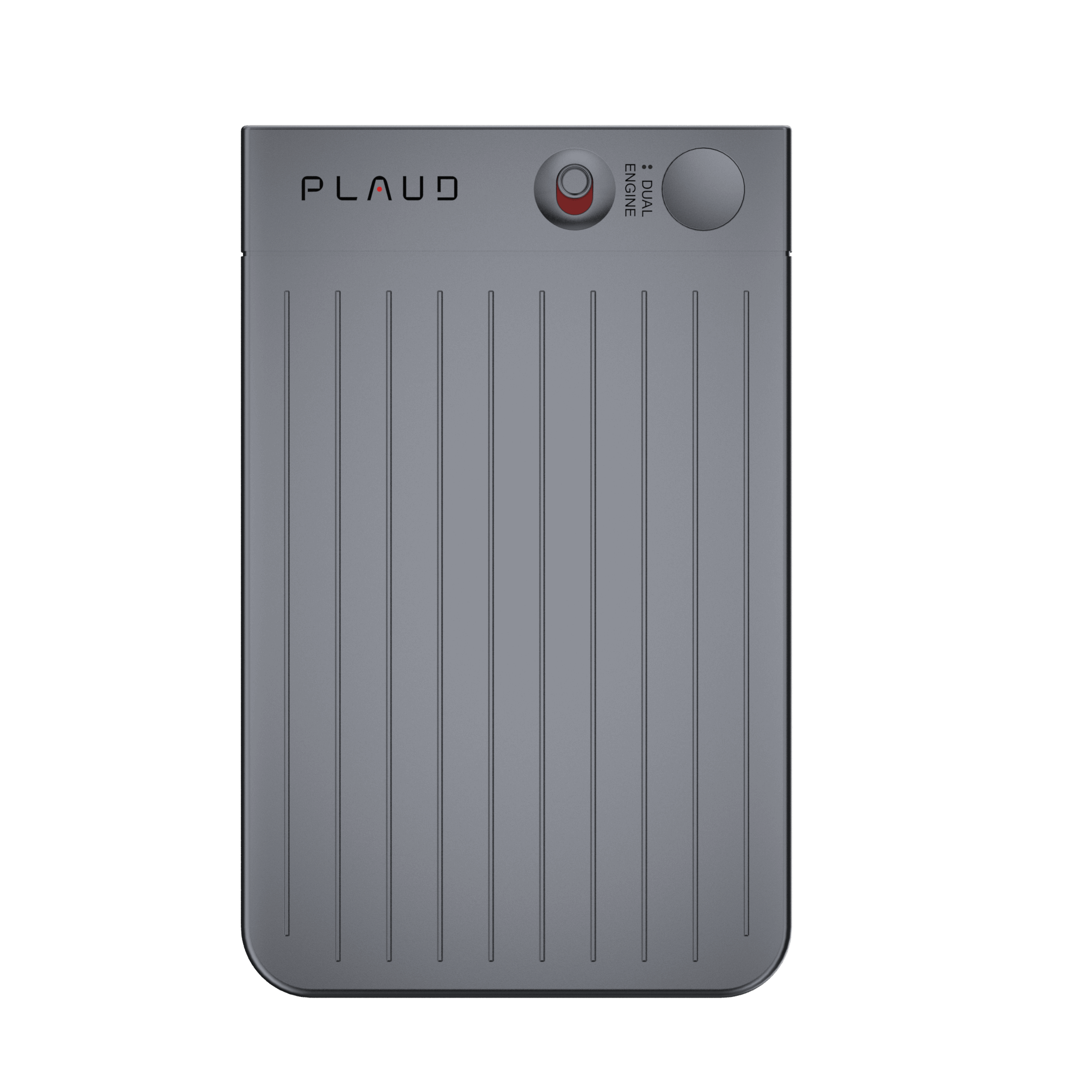 Black AI note recorder device with 'PLAUD' branding on a white background