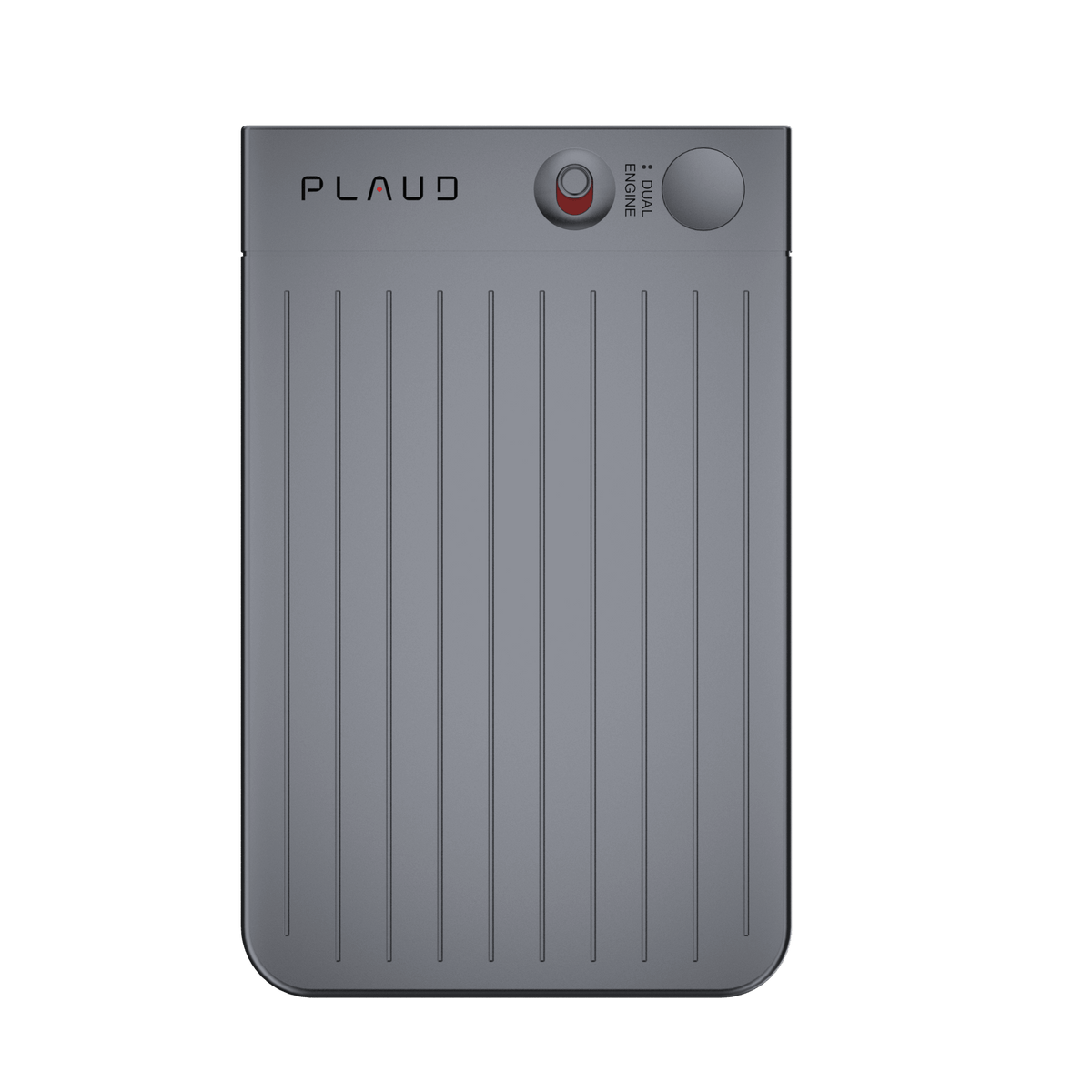 Black AI note recorder device with 'PLAUD' branding on a white background