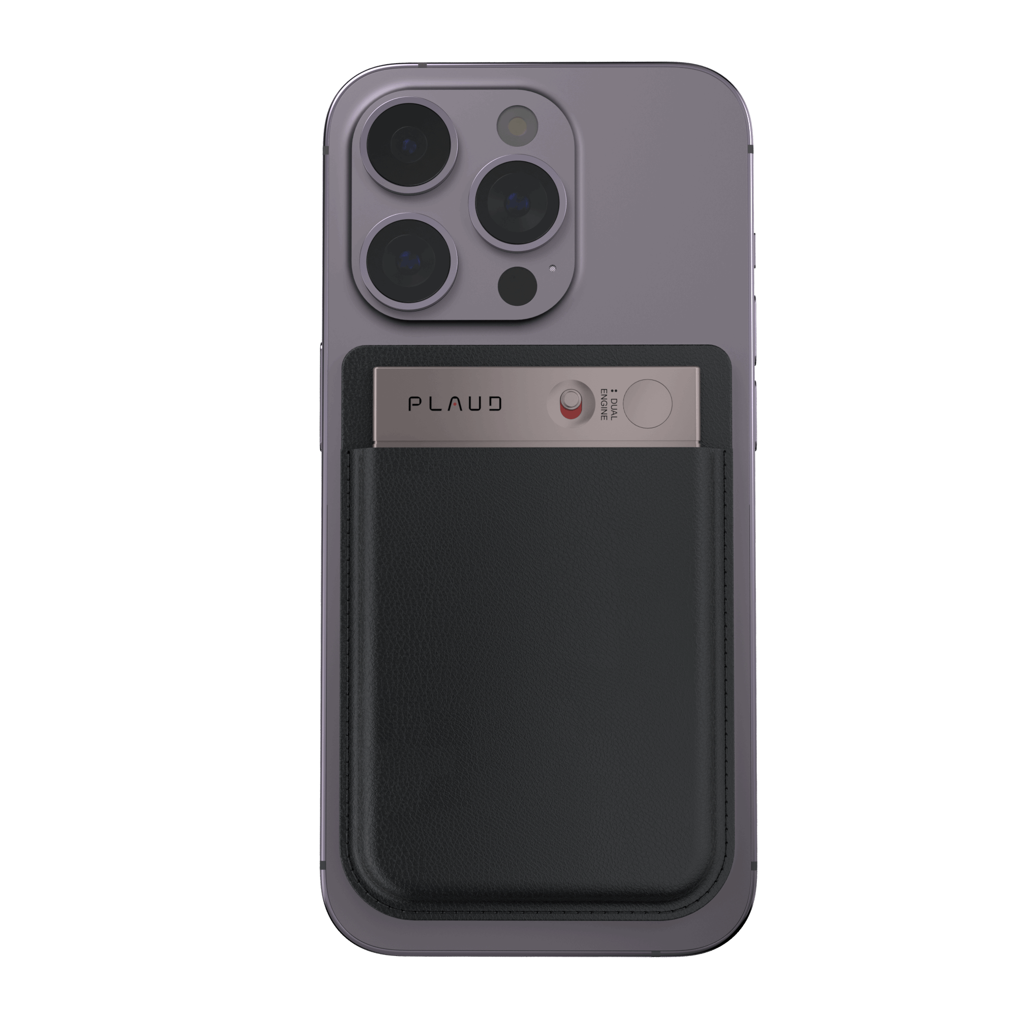 Plaud note phone case with 'Plaud' branding on a white background