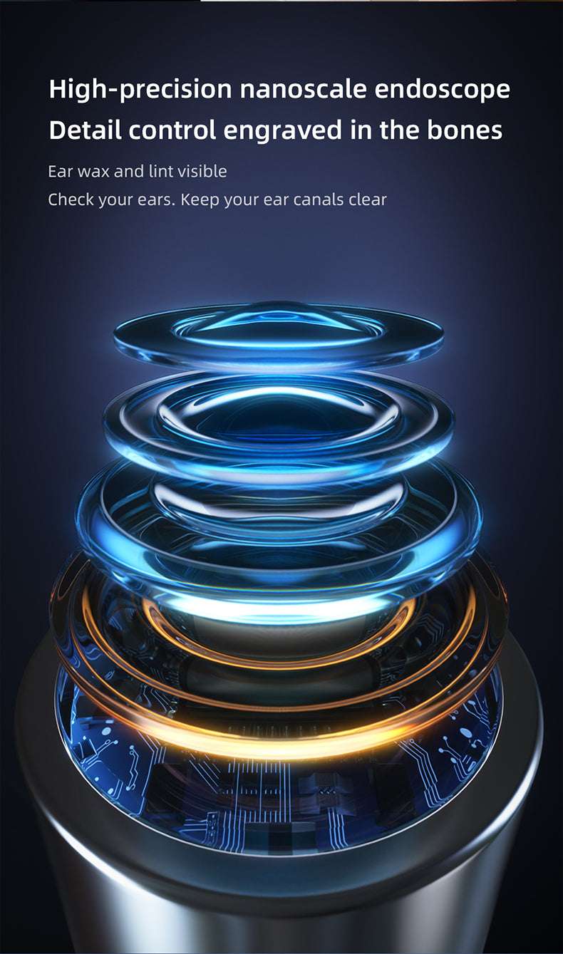 bebird note5 pro ear cleaner with High-precision nanoscale endoscope with detailed design on a dark background