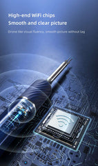 bebird note5 pro High-end WiFi chip with circuit board background and text about smooth picture quality.