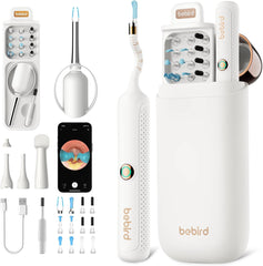Bebird ear care product set with device, app, and accessories on a white background