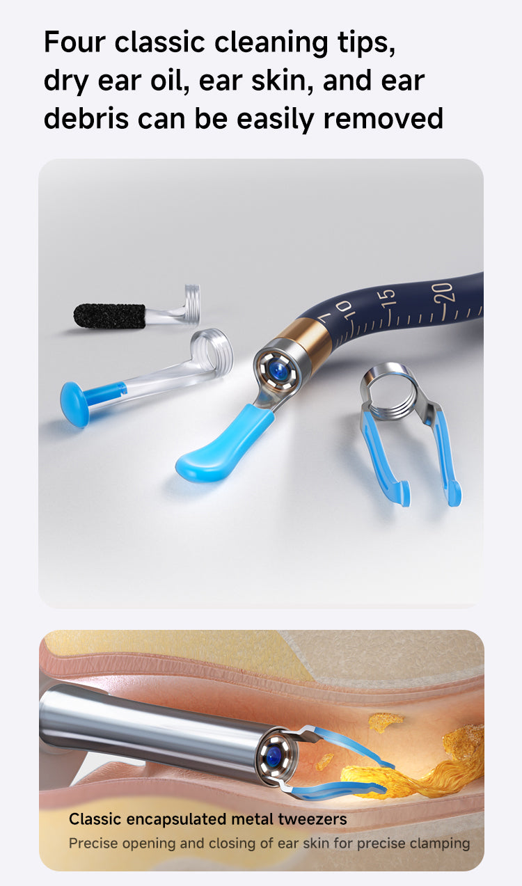 Bebird Ear cleaning tool with text about cleaning tips and ear care.