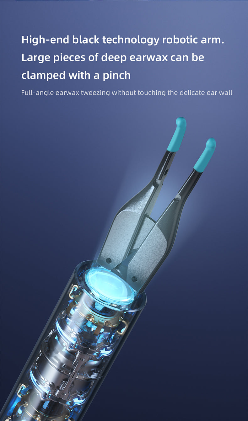 bebird note5 pro Robotic earwax removal tool with blue accents on a dark background