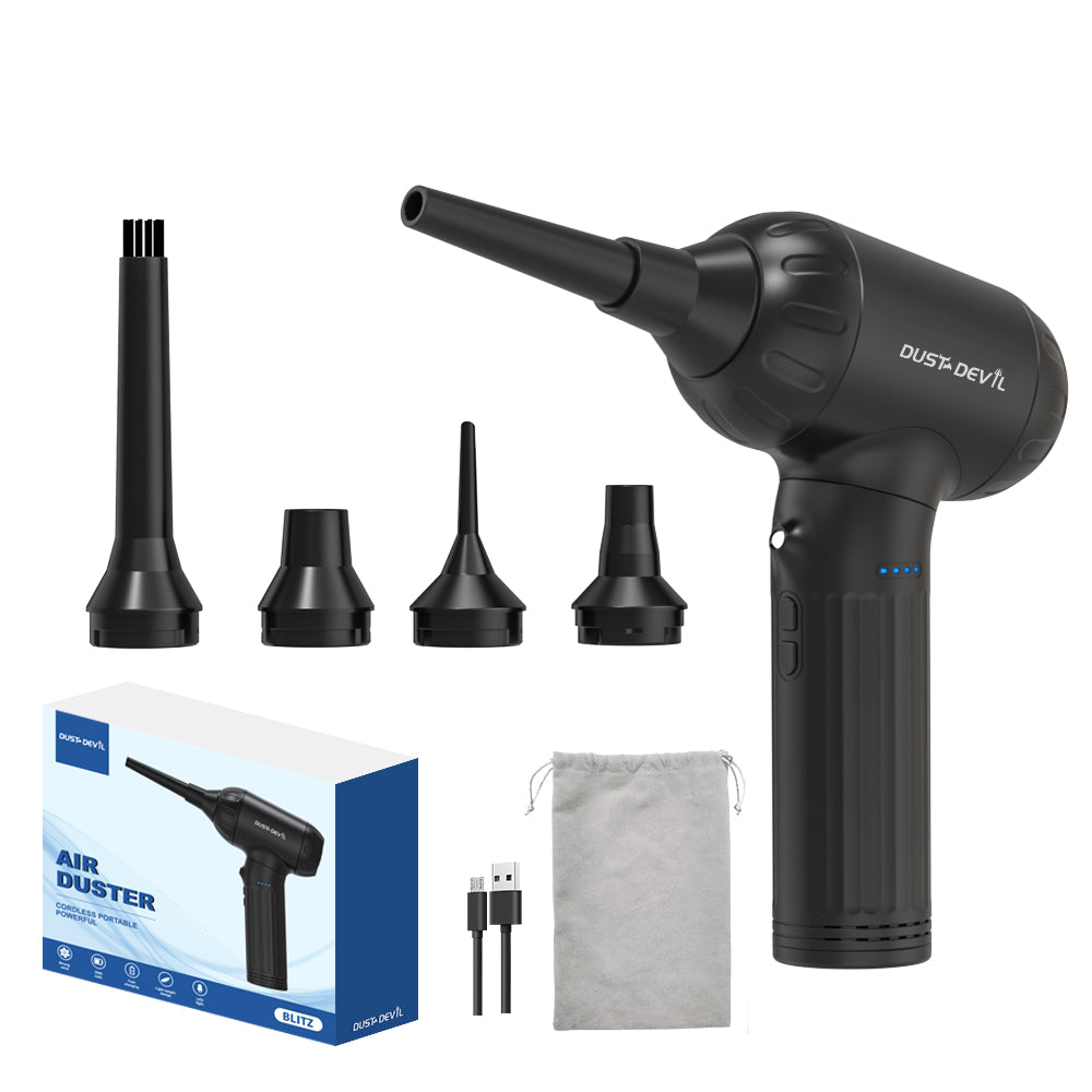 Blitz Air Duster being used to clean a computer keyboard